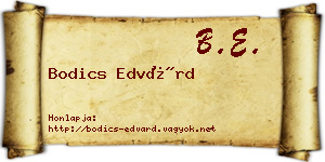Bodics Edvárd névjegykártya